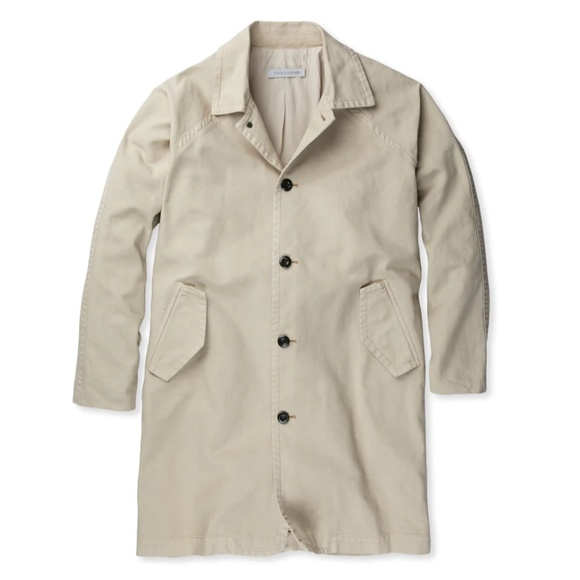 Outerknown Century Car Coat Mens Latte Canvas Trench Over Coat 100% Cotton S NEW - Picture 2 of 10